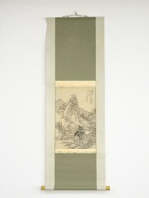 丙辰（1916年）　富取芳谷筆　山水　肉筆絹本掛軸（保護箱）